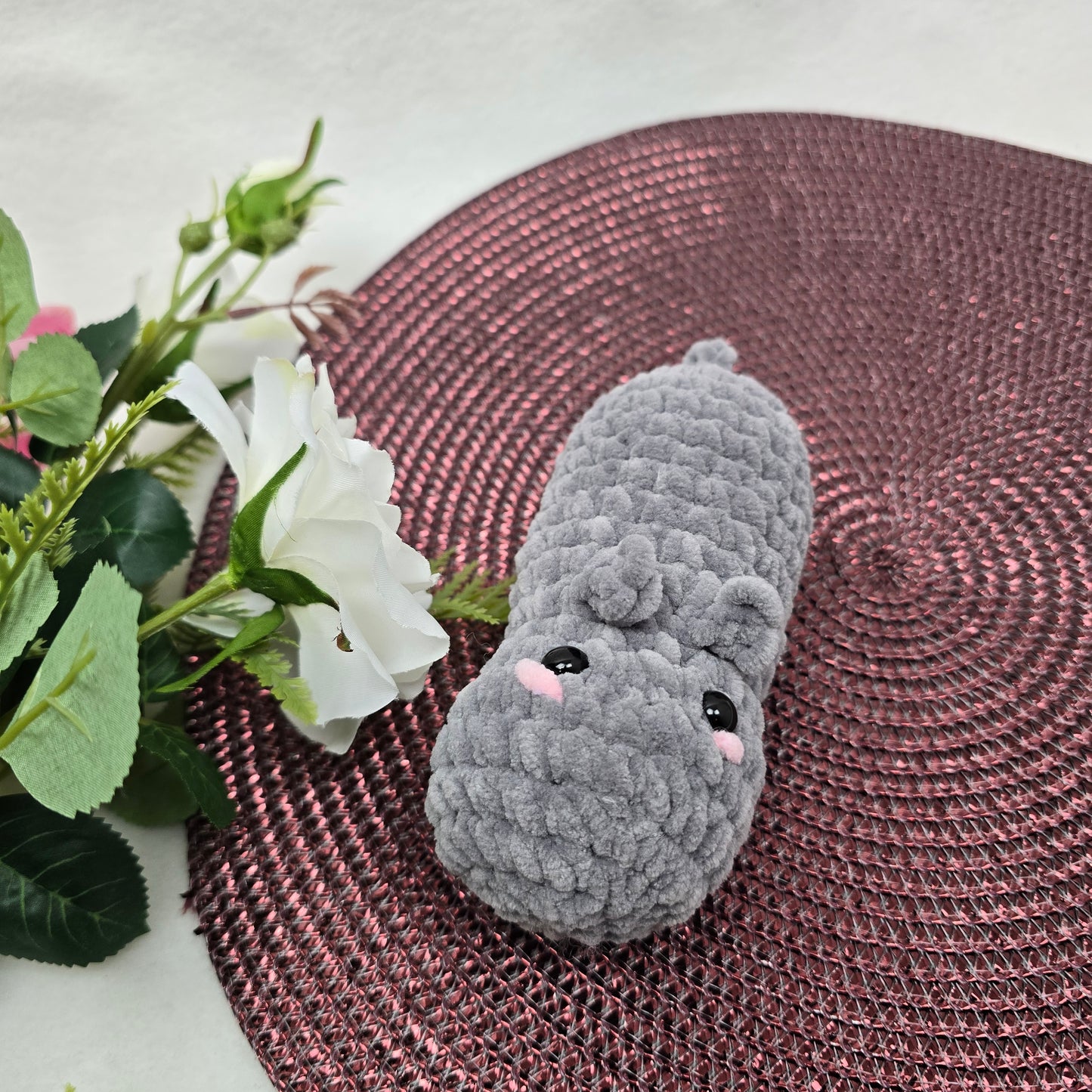 Mini Nilpferd grau - Amigurumi Häkeltier