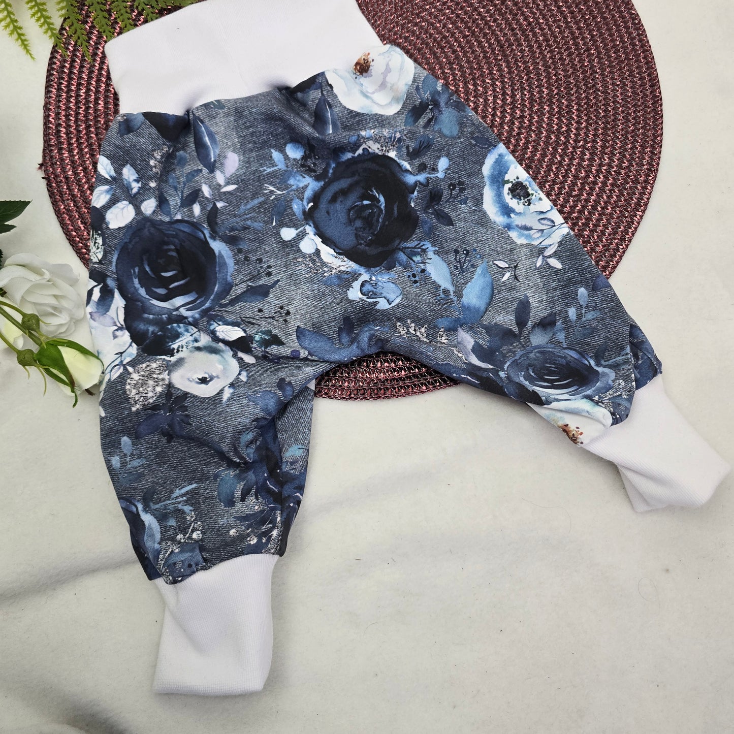 Pumphose Größe 68 Blaue Blumen