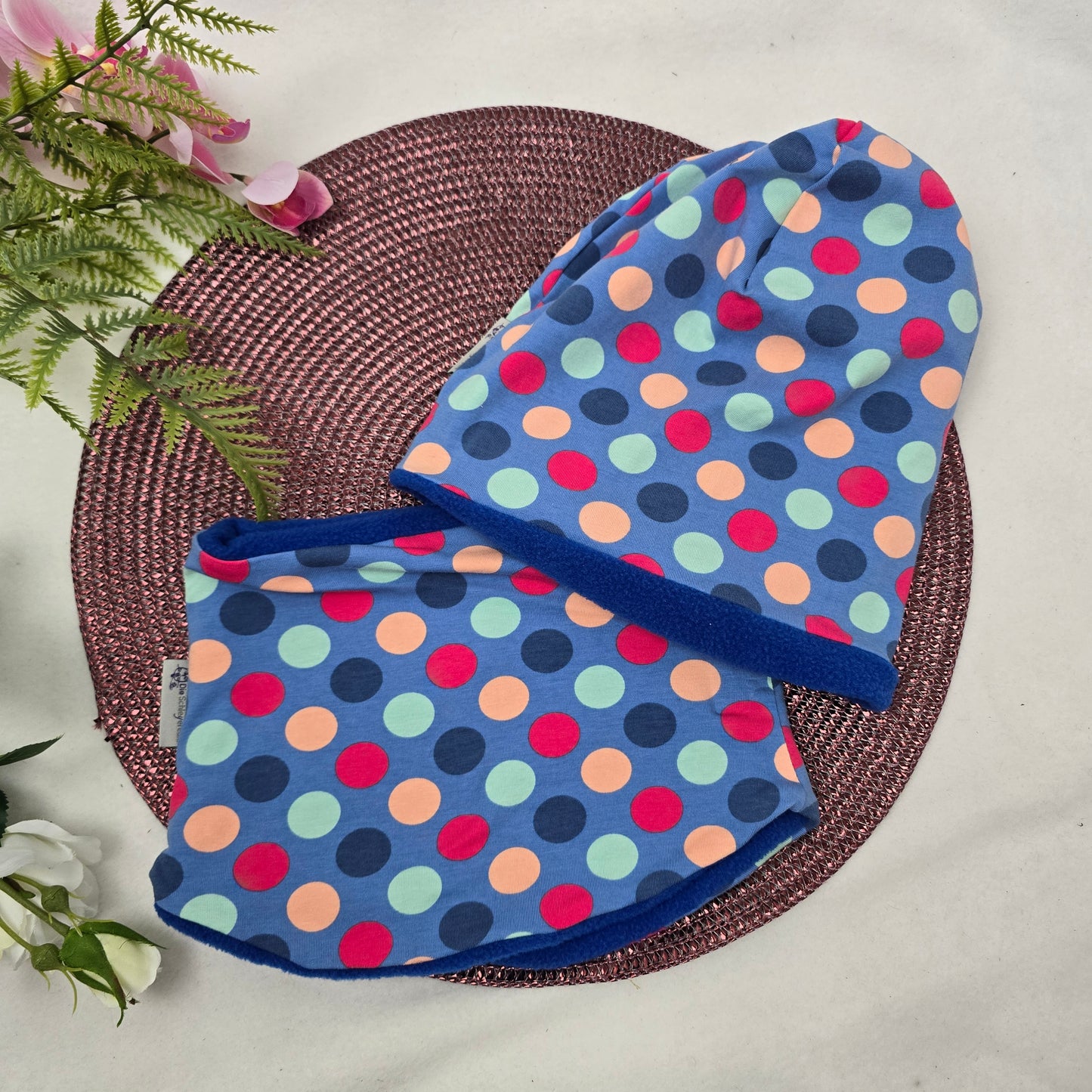 Kids Loop&Mützen SET KU51/52 Punkte Blau