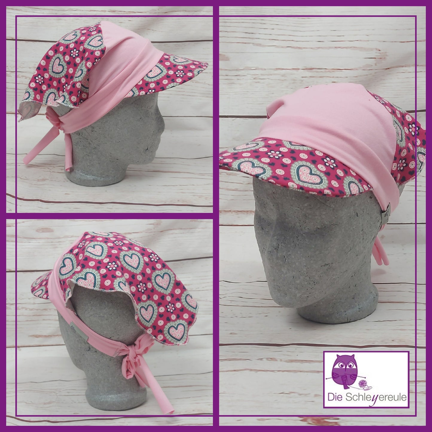 Kopftuch großes Schild - Herzen Pink