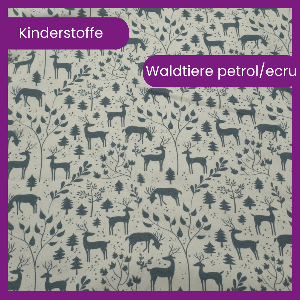 Waldtiere petrol/ecru