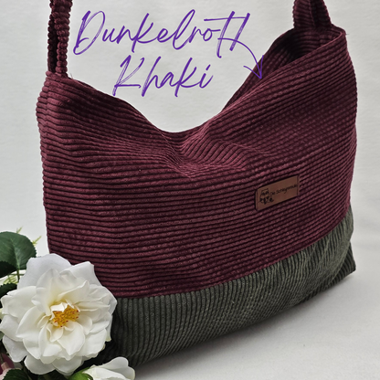 Cord-Handtasche CORDELIA TWIST Handtasche Umhängetasche Feincord Träger Innentasche Außentasche Crossbody