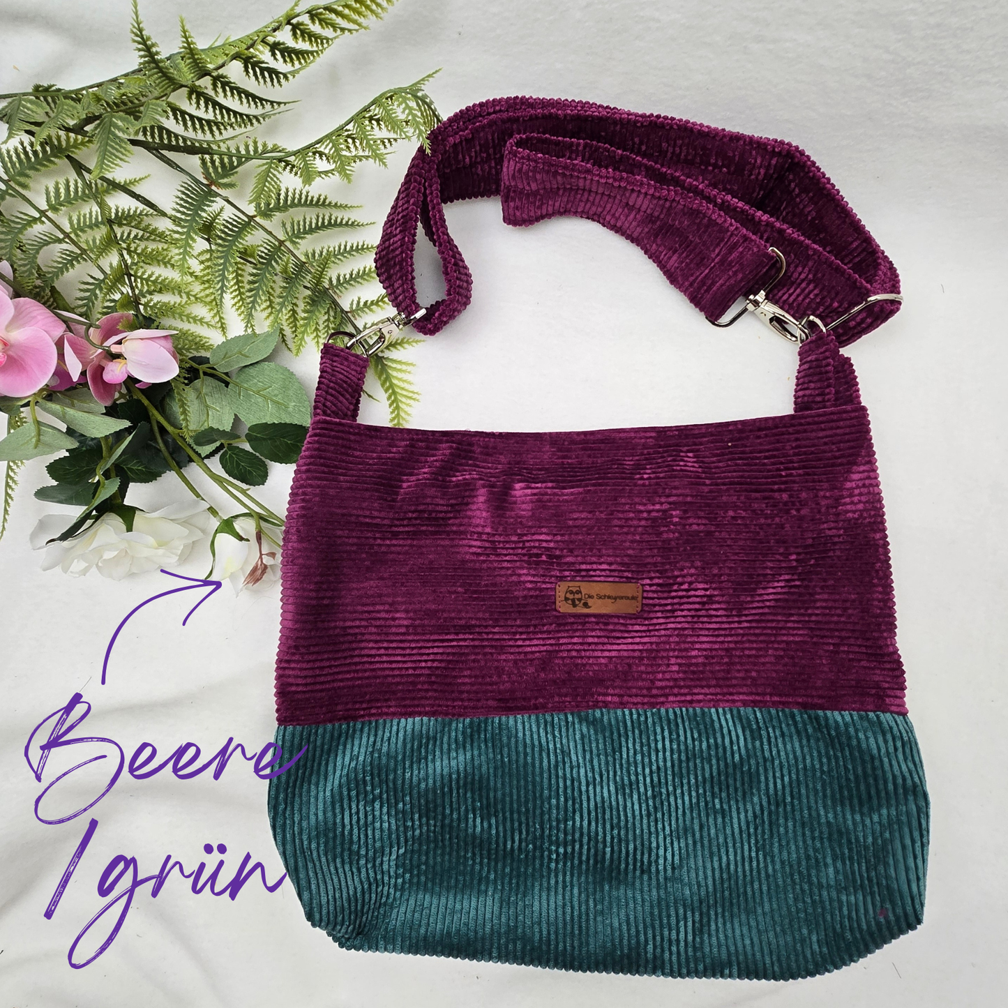 Cord-Handtasche CORDELIA TWIST Handtasche Umhängetasche Feincord Träger Innentasche Außentasche Crossbody