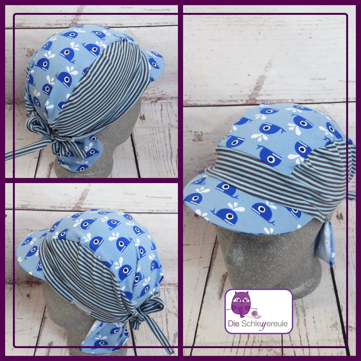 Bandana kleines Schild  - blaue Wale