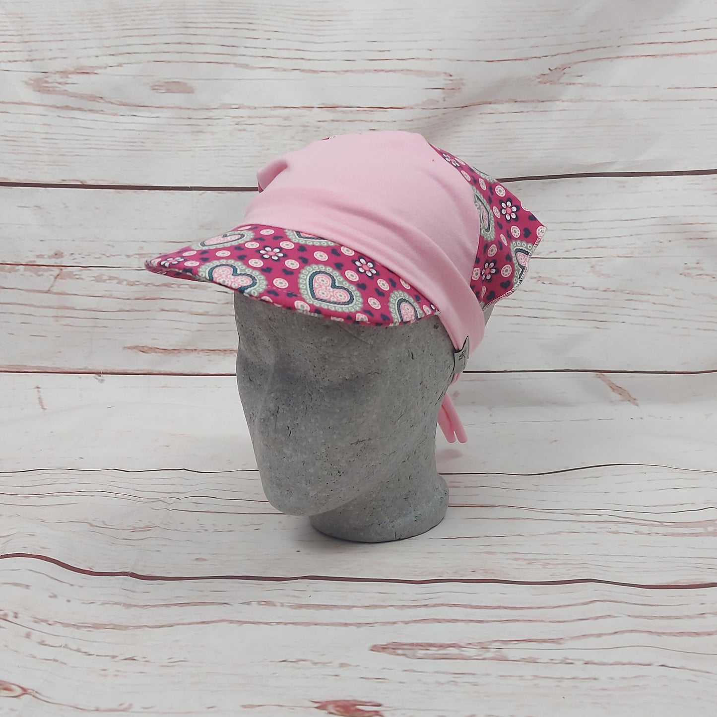 Kopftuch kleines Schild  - Herzen Pink