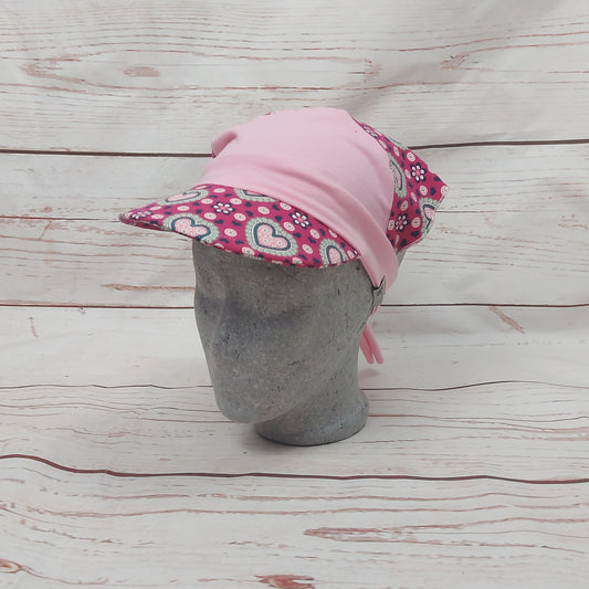 Kopftuch kleines Schild  - Herzen Pink