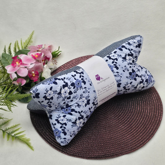 Leseknochen Kirschblüte blau | Nackenkissen Nackenrolle Kissen Buchstütze Nackenhörnchen Deko waschbar