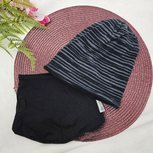 Kids Loop&Mützen SET KU49/50 Schwarze Streifen