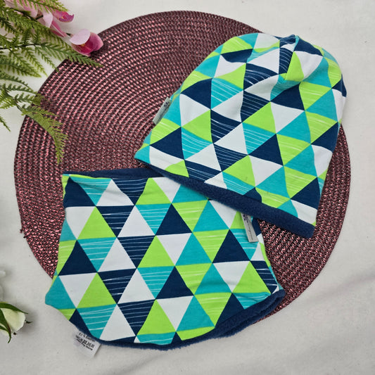 Kids Loop&Mützen SET KU46/48 Dreiecke Mint