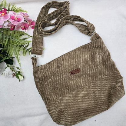 Cord-Handtasche CORDELIA hellbraun | Einzelstück | Handtasche Umhängetasche samtig flauschig