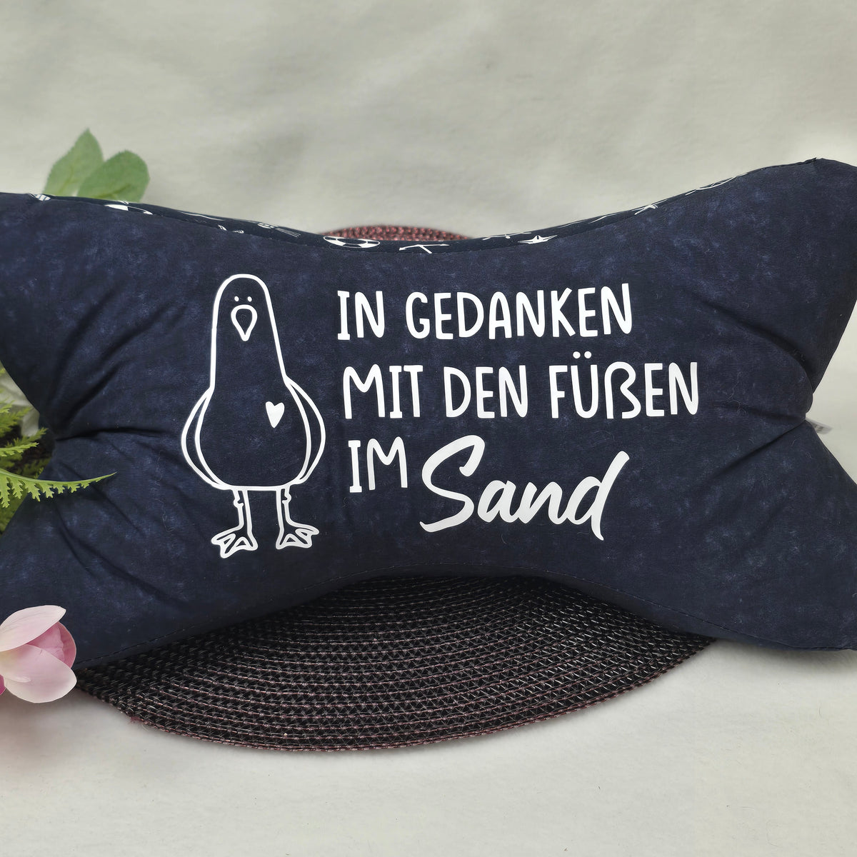 Leseknochen Küstenliebe | Nackenkissen Nackenrolle Kissen Tablethalter Buchstütze Nackenhörnchen Deko waschbar