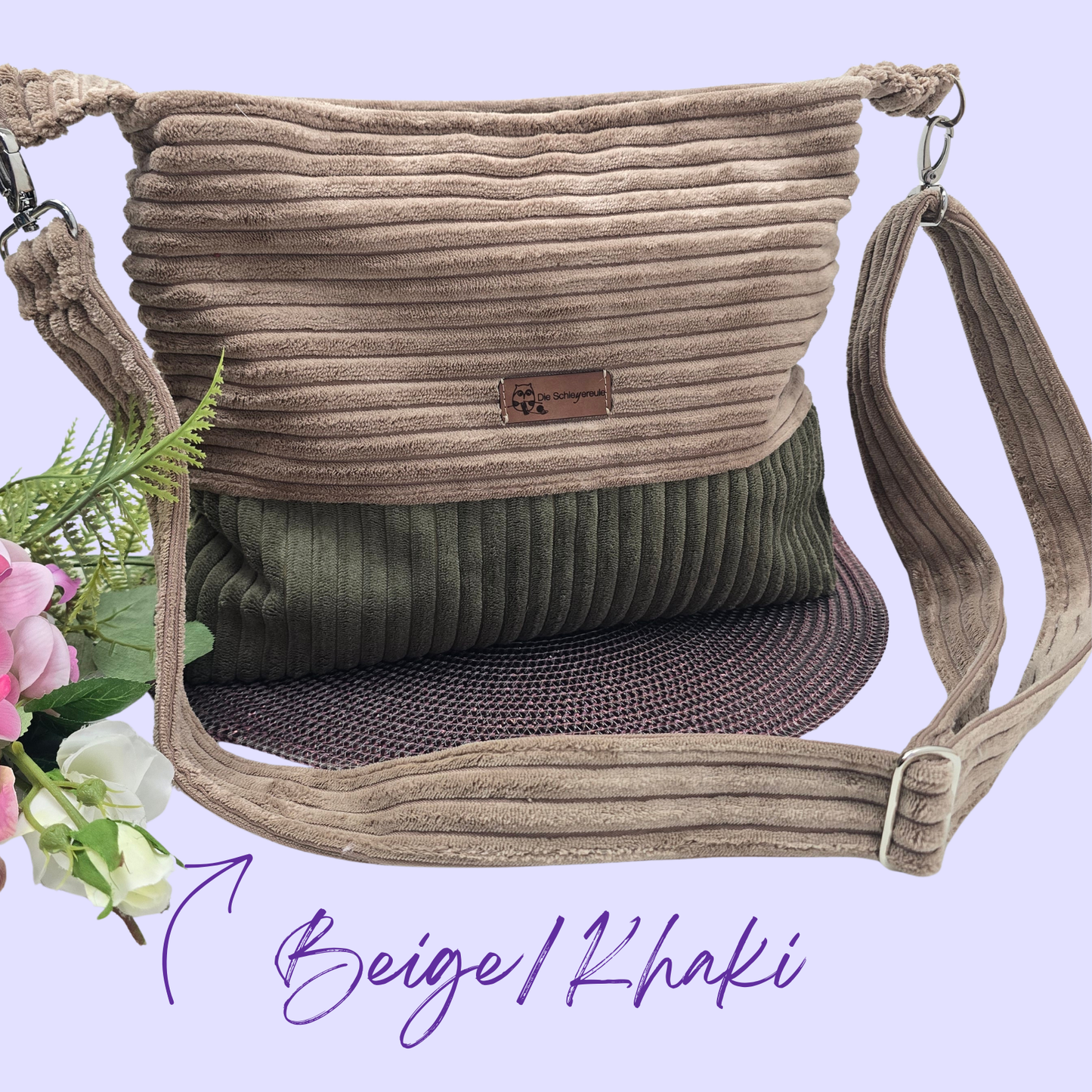 Cord-Handtasche CORDELIA CHUNKY Handtasche Umhängetasche Breitcord Träger längenverstellbar Innentasche Außentasche Crossbody