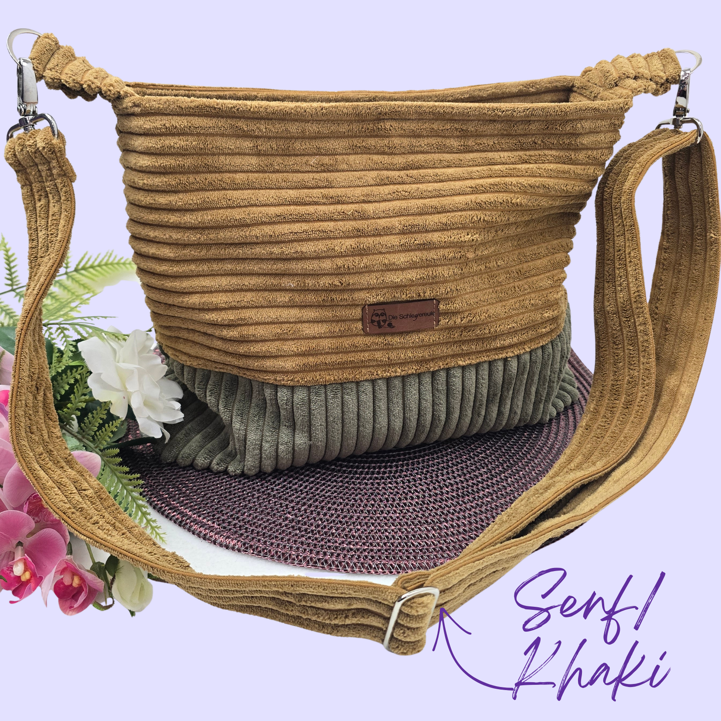 Cord-Handtasche CORDELIA CHUNKY Handtasche Umhängetasche Breitcord Träger längenverstellbar Innentasche Außentasche Crossbody