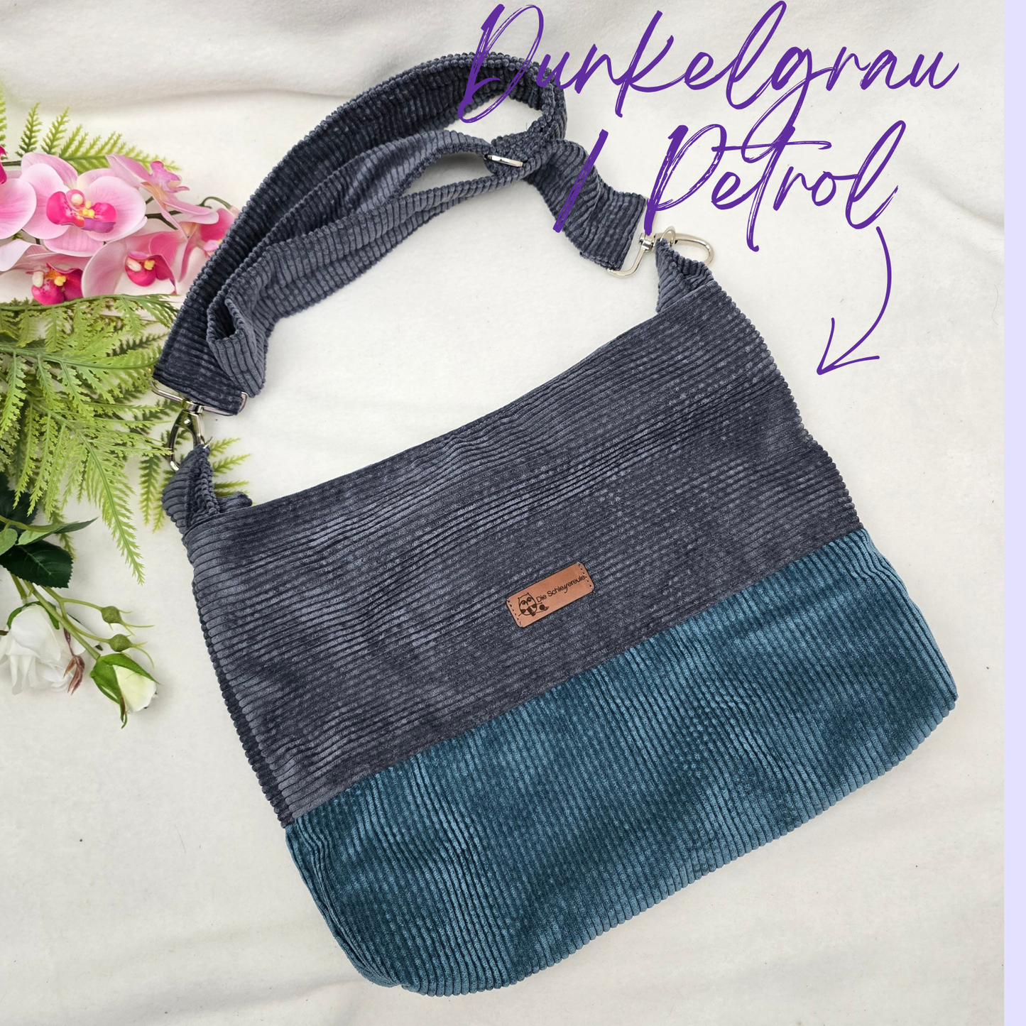 Cord-Handtasche CORDELIA TWIST Handtasche Umhängetasche Feincord Träger Innentasche Außentasche Crossbody