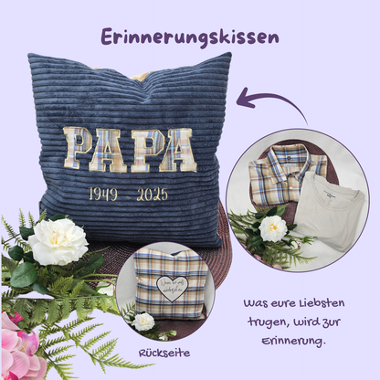 Erinnerungskissen | 40x40 | inkl Reißverschluss und Inlett