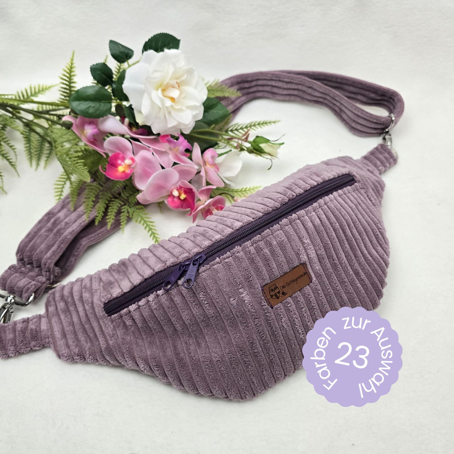 CrossBert Handmade Crossbody Bag – Umhängetasche aus Cord, rechts & links tragbar, Herbsttasche, Geschenk für Frauen, Innen- u. Außentasche