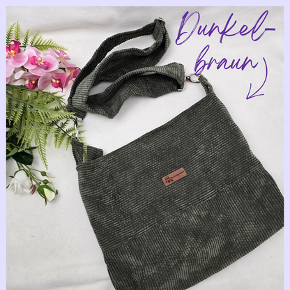 Cord-Handtasche CORDELIA TWIST Handtasche Umhängetasche Feincord Träger Innentasche Außentasche Crossbody