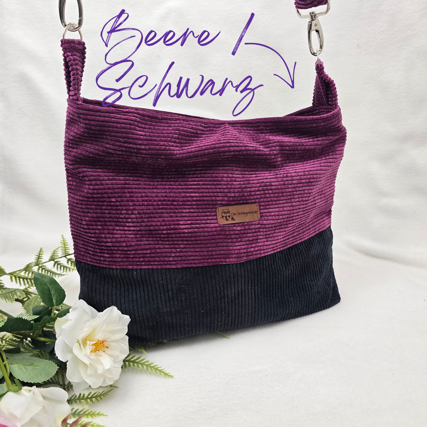 Cord-Handtasche CORDELIA TWIST Handtasche Umhängetasche Feincord Träger Innentasche Außentasche Crossbody