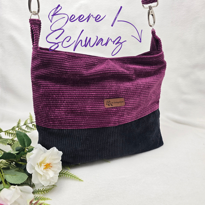 Cord-Handtasche CORDELIA TWIST Handtasche Umhängetasche Feincord Träger Innentasche Außentasche Crossbody