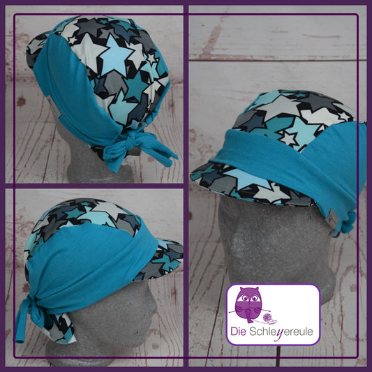 Bandana kleines Schild  - Sterne Mintblau