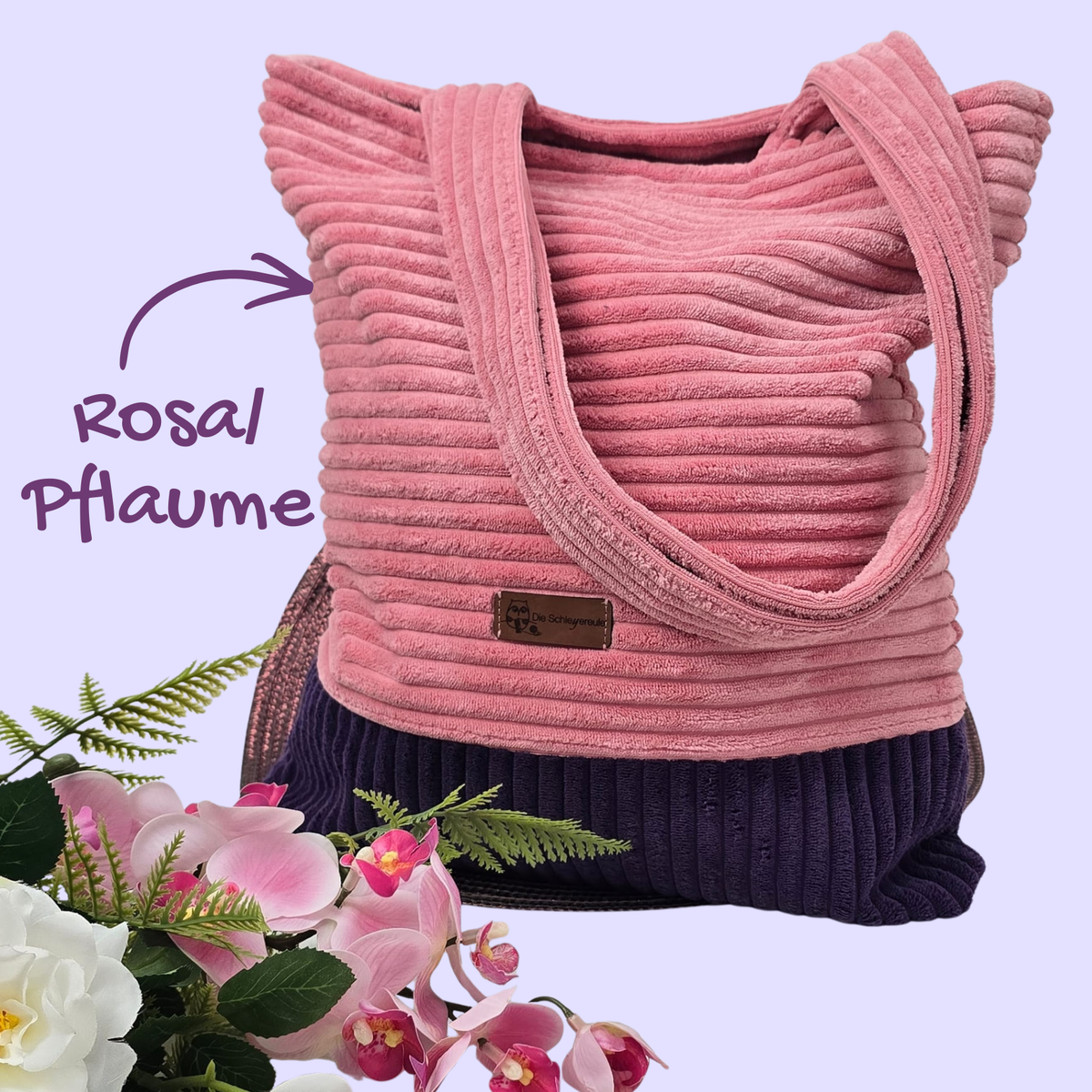 Cord-Shopper Chunky – handgemachter Shopper aus Breitcord | Umhängetasche zweifarbig mit Innentasche
