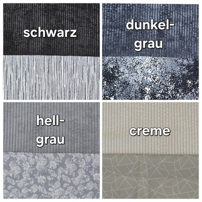 Cord-Farben Schwarz, Dunkelgrau, Hellgrau, Creme mit Innenstoff