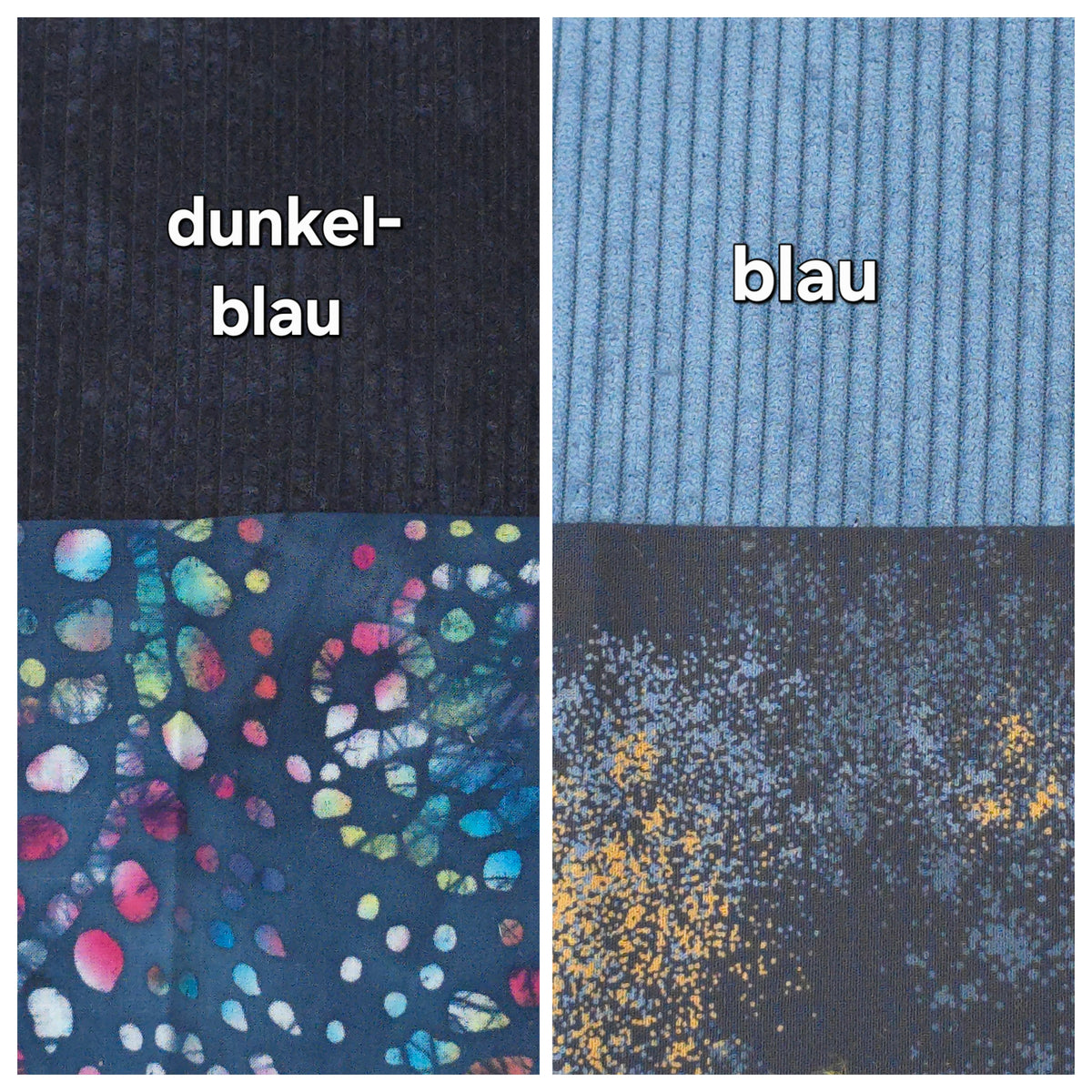 Cord-Farben Dunkelblau, Blau mit Innenstoff
