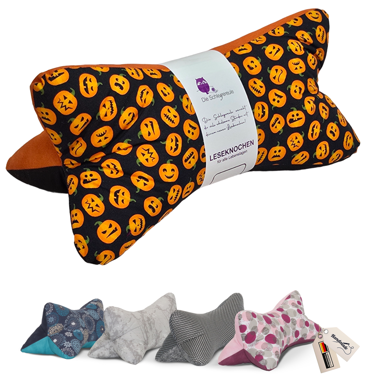 Leseknochen Pumpkin | Nackenkissen Nackenrolle Kissen Tablethalter Buchstütze Nackenhörnchen waschbar