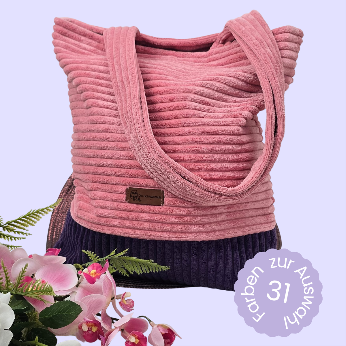 Cord-Shopper Chunky – handgemachter Shopper aus Breitcord | Umhängetasche zweifarbig mit Innentasche