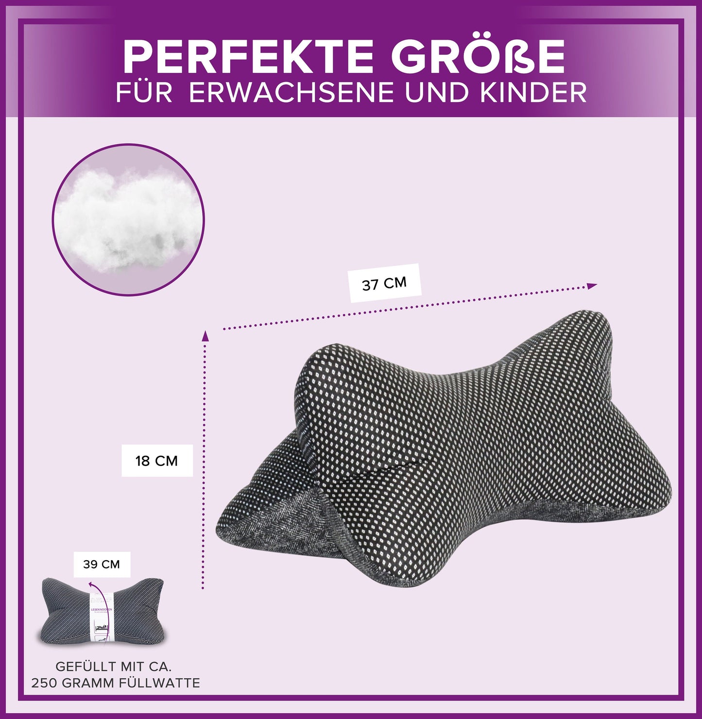 Leseknochen Zimmerpflanze | Nackenkissen Nackenrolle Kissen Tablethalter Buchstütze Nackenhörnchen waschbar