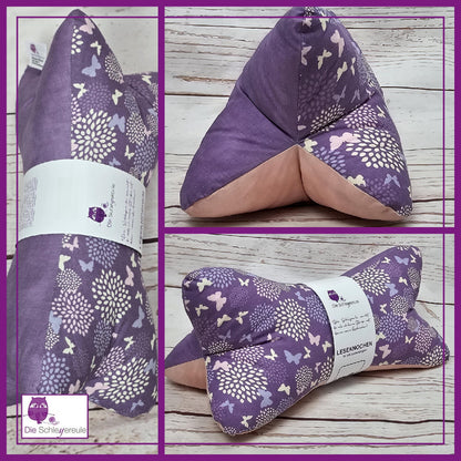 Leseknochen Purple Spring | Nackenkissen Nackenrolle Kissen Buchstütze Nackenhörnchen Deko waschbar