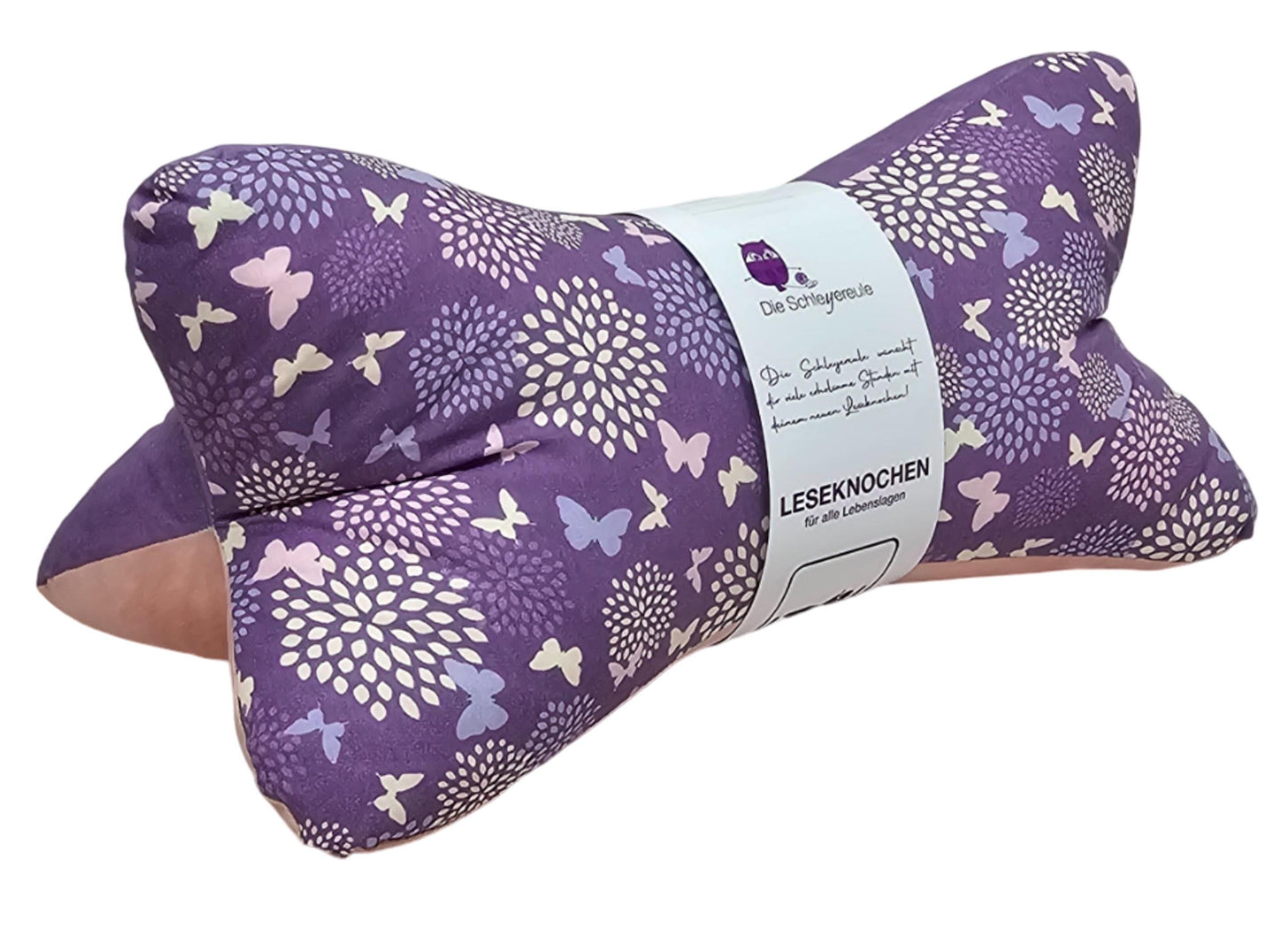 Leseknochen Purple Spring | Nackenkissen Nackenrolle Kissen Buchstütze Nackenhörnchen Deko waschbar