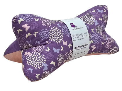 Leseknochen Purple Spring | Nackenkissen Nackenrolle Kissen Buchstütze Nackenhörnchen Deko waschbar