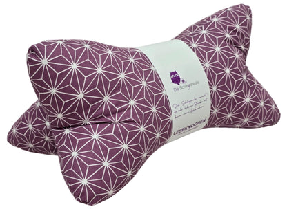 Leseknochen Origami Lila | Nackenkissen Nackenrolle Kissen Buchstütze Nackenhörnchen Deko waschbar