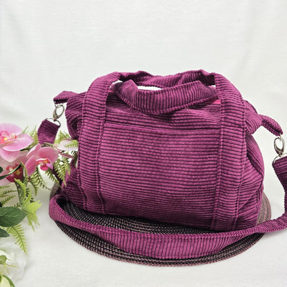 Cordtasche CORDULA | Handtasche | Umhängetasche | CrossBody | samtig flauschig Träger Innentaschen Außentaschen | 21 Farben