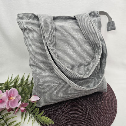 Cord-Shopper Handtasche Umhängetasche Einkaufsbeutel samtig flauschig Träger Innentasche