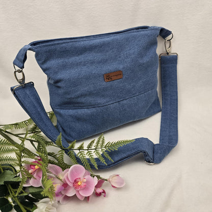 Jeans-Handtasche JEANNY Handtasche Umhängetasche Jeans Jeanstasche längenverstellbarer Träger Innentasche Außentasche Crossbody