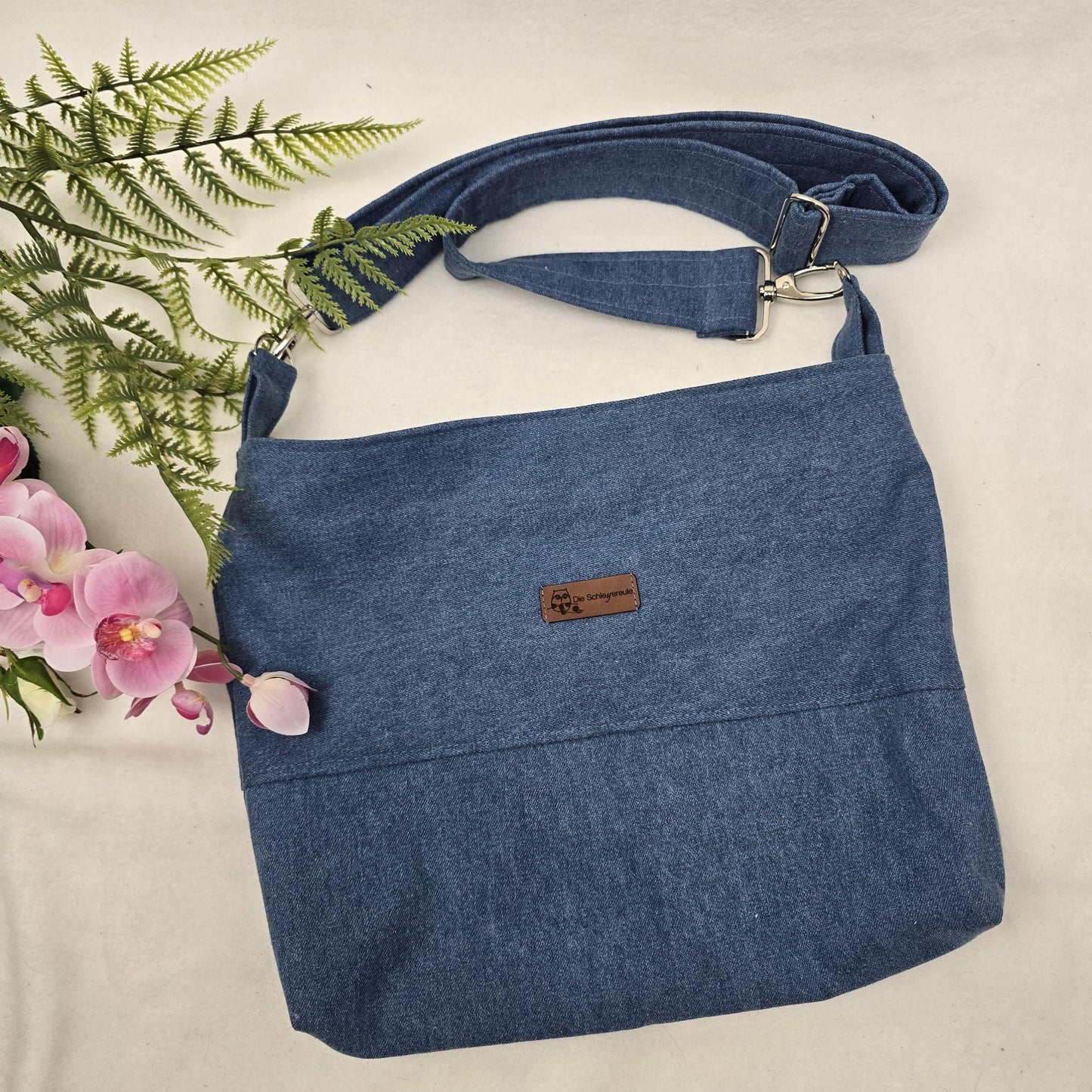 Jeans-Handtasche JEANNY Handtasche Umhängetasche Jeans Jeanstasche längenverstellbarer Träger Innentasche Außentasche Crossbody