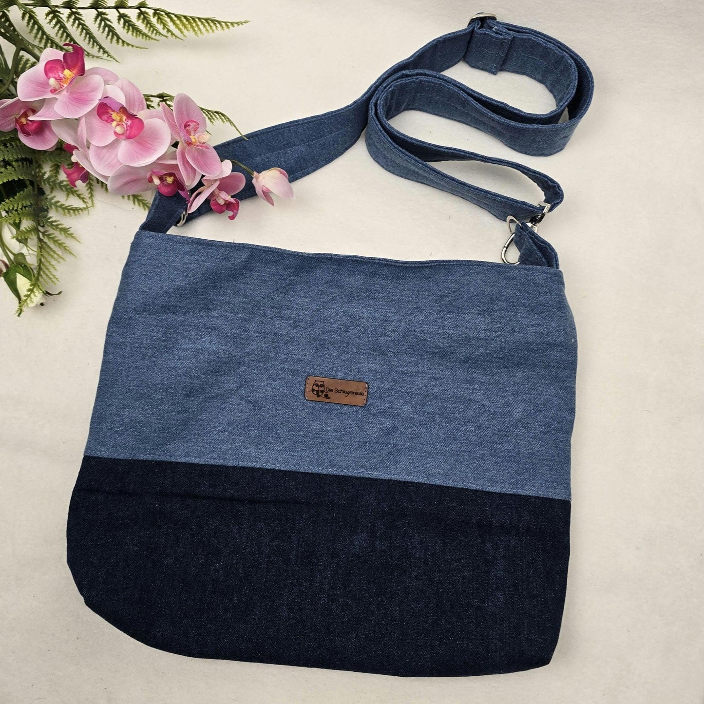 Jeans-Handtasche JEANNY Handtasche Umhängetasche Jeans Jeanstasche längenverstellbarer Träger Innentasche Außentasche Crossbody