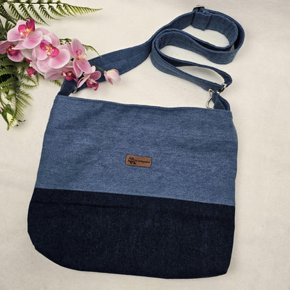 Jeans-Handtasche JEANNY Handtasche Umhängetasche Jeans Jeanstasche längenverstellbarer Träger Innentasche Außentasche Crossbody