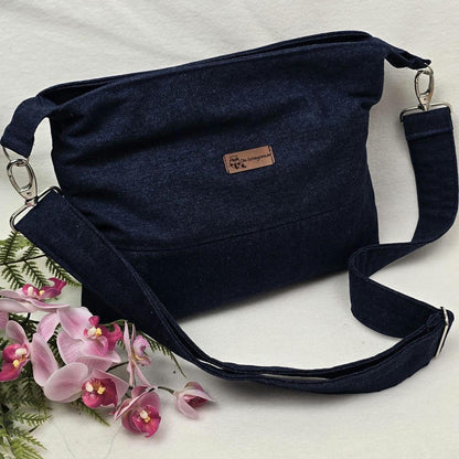 Jeans-Handtasche JEANNY Handtasche Umhängetasche Jeans Jeanstasche längenverstellbarer Träger Innentasche Außentasche Crossbody