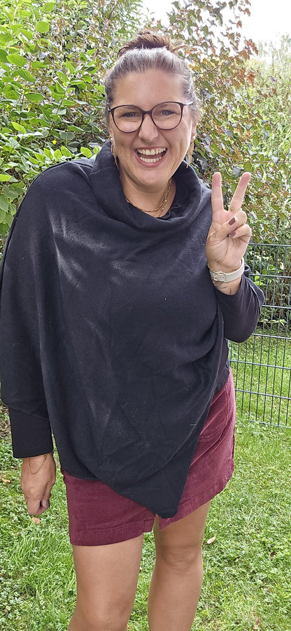 Poncho Damen | Kuschelkollektion | Feinstrick | One Size 32-50 | Strick Freinstrick Cape Umhang Winter Accessoires Handmade