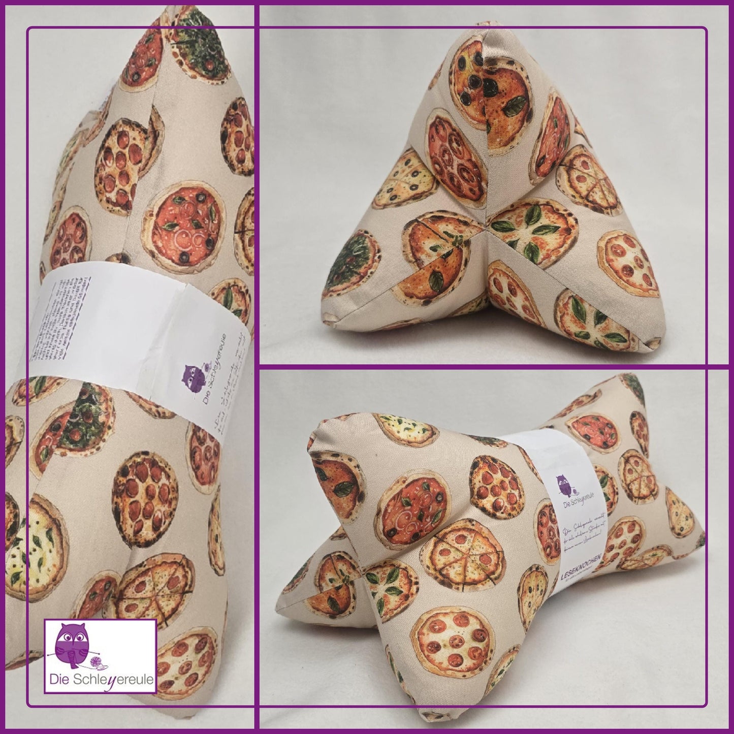 Leseknochen Pizza | Nackenkissen  Nackenrolle Kissen Tablethalter Buchstütze Nackenhörnchen Deko waschbar