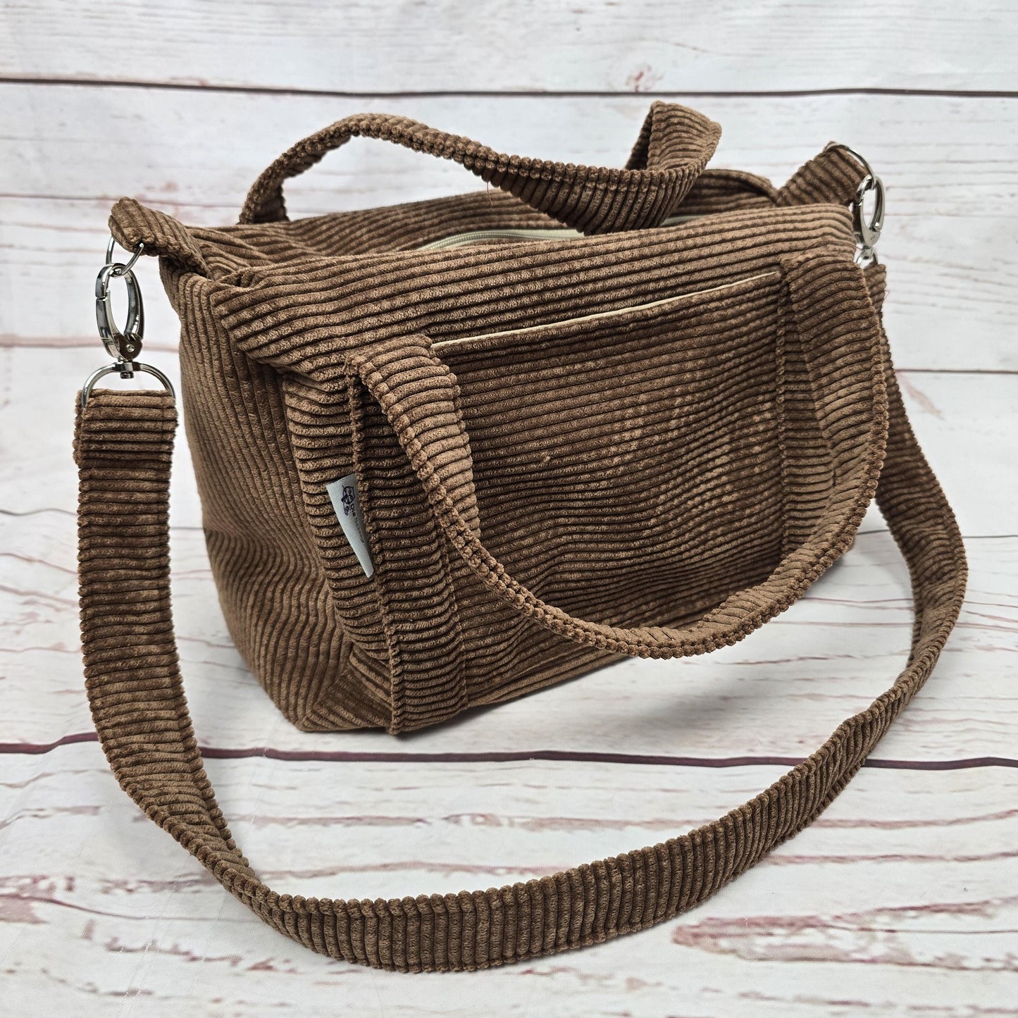 Cordtasche CORDULA | Handtasche | Umhängetasche | CrossBody | samtig flauschig Träger Innentaschen Außentaschen | 21 Farben
