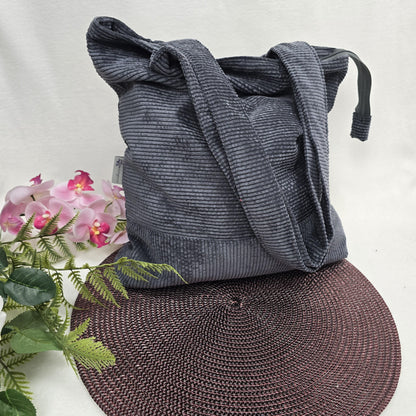 Cord-Shopper Handtasche Umhängetasche Einkaufsbeutel samtig flauschig Träger Innentasche
