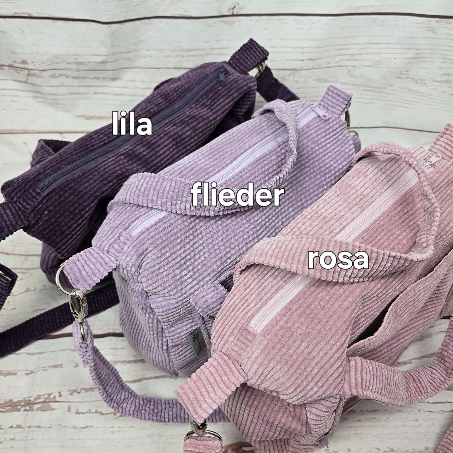 Cordtasche CORDULA | Handtasche | Umhängetasche | CrossBody | samtig flauschig Träger Innentaschen Außentaschen | 21 Farben