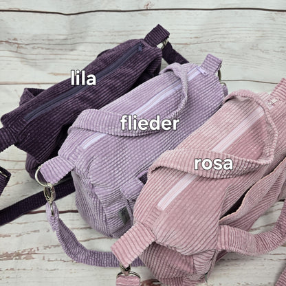 Cordtasche CORDULA | Handtasche | Umhängetasche | CrossBody | samtig flauschig Träger Innentaschen Außentaschen | 21 Farben