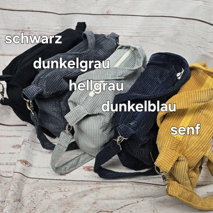 Cordtasche CORDULA | Handtasche | Umhängetasche | CrossBody | samtig flauschig Träger Innentaschen Außentaschen | 21 Farben