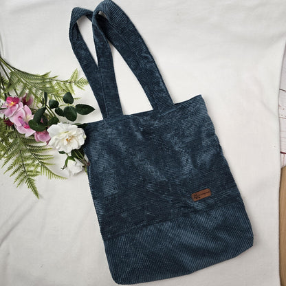Cord-Shopper Handtasche Umhängetasche Einkaufsbeutel samtig flauschig Träger Innentasche
