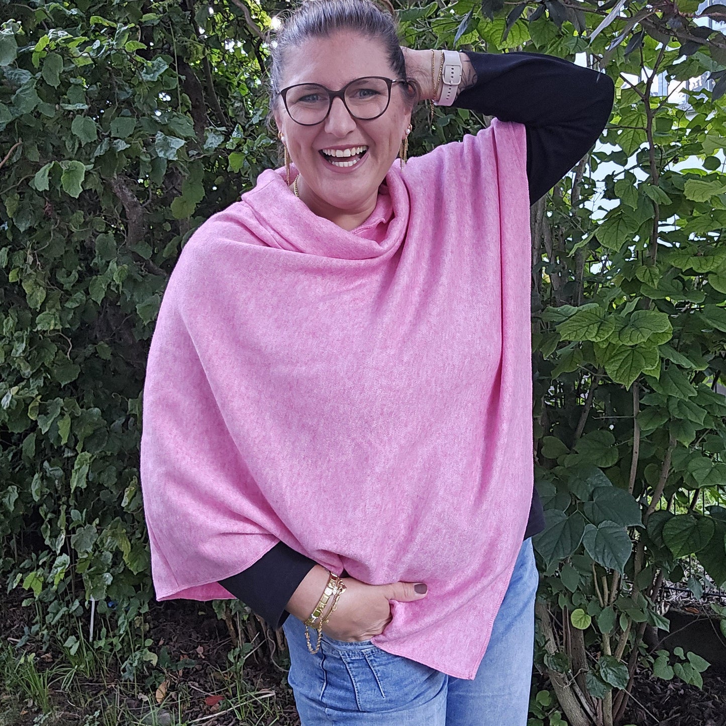 Poncho Damen | Kuschelkollektion | Feinstrick | One Size 32-50 | Strick Freinstrick Cape Umhang Winter Accessoires Handmade